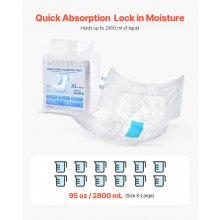 VEVOR Adult Briefs with Adhesive Tabs Incontinence Briefs for Men Women XL Size
