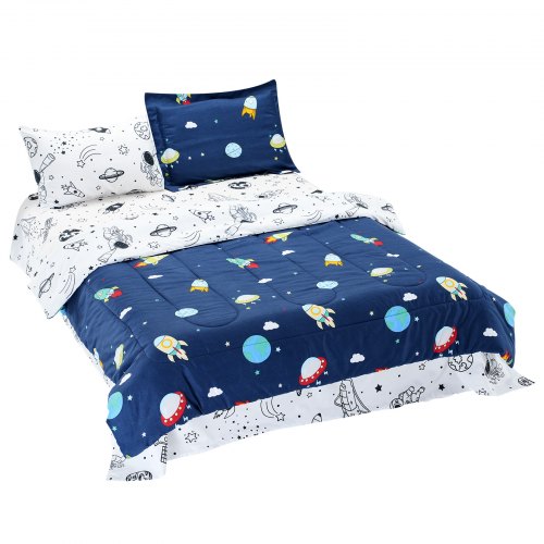 VEVOR Kids Comforter Set 5 Pieces Twin Bedding Set for Kid & Teen Space Printed