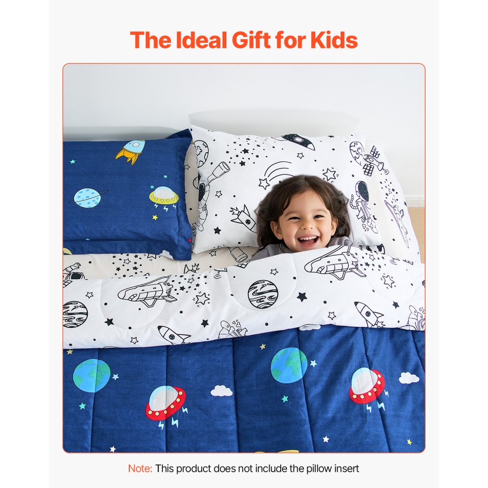 VEVOR Kids Comforter Set, 5 Pieces, Twin Bedding Sets with 1 Comforter, 1 Flat Sheet, 1 Fitted Sheet, 2 Pillowcases, Soft Microfiber & Space Printed, Bedding Comforter Sets for Boys Girls Teen