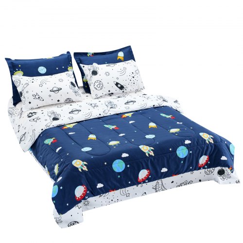 VEVOR Kids Comforter Set 7 Pieces Twin Bedding Set for Kid & Teen Space Printed