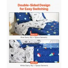 VEVOR Kids Comforter Set 7 Pieces Twin Bedding Set for Kid & Teen Space Printed