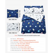 VEVOR Kids Comforter Set 7 Pieces Twin Bedding Set for Kid & Teen Space Printed
