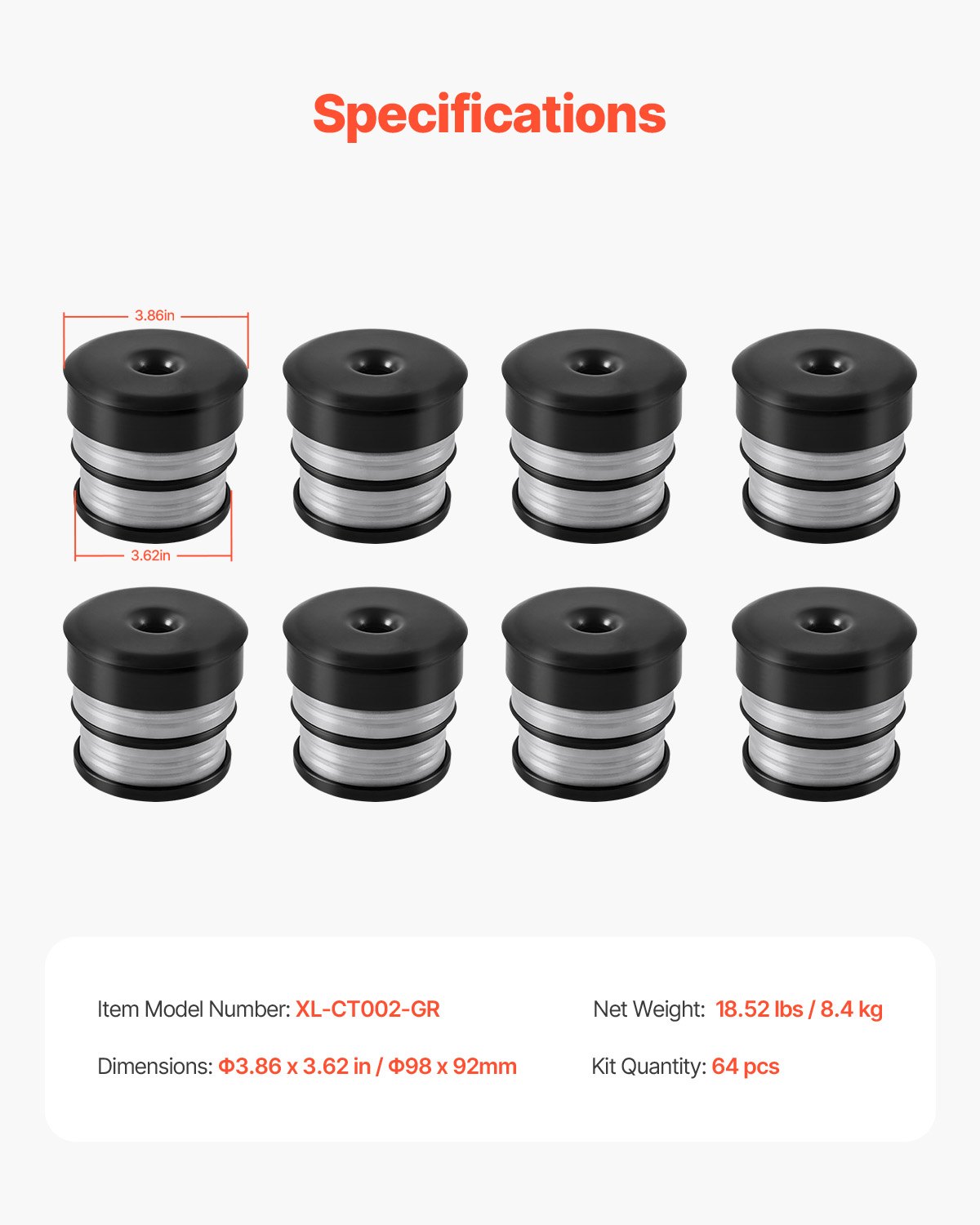 VEVOR Body Mount Bushing Kit, Compatible with 2008-2016 F250 F350 Super Duty, 64 PCS Silicone Body Mount Kit, Quick Replacement, Durable Components for Improving Bumpy Driving Performance, Gray
