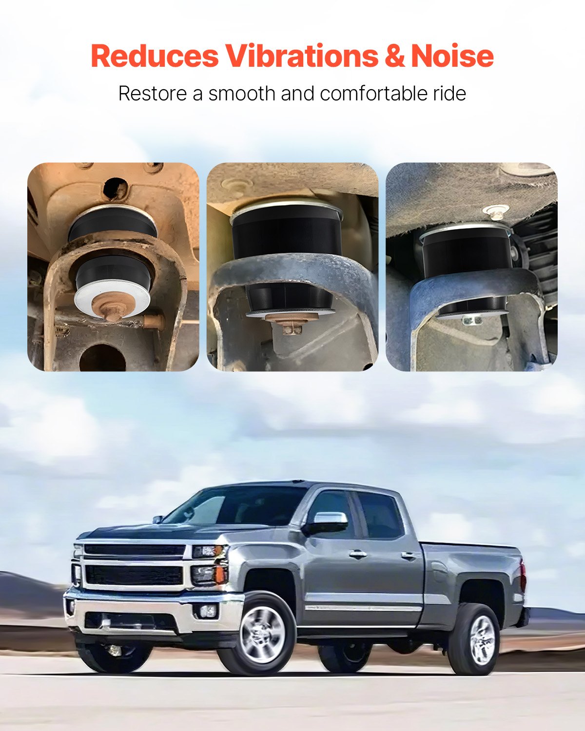 VEVOR Body Mount Bushing Kit, Compatible with 1999-2014 Chevy Silverado & Sierra 1500/2500, 24 PCS Polyurethane Body Mount Kit, Durable Components for Improving Bumpy Driving Performance, Black