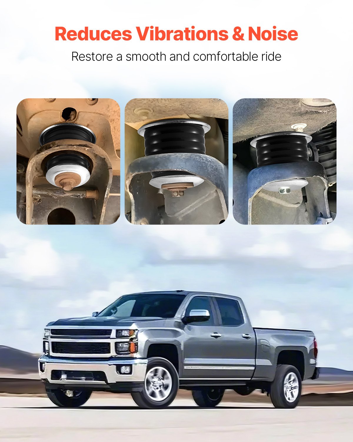VEVOR Body Mount Bushing Kit, Compatible with 1999-2007 Ford F250 F350, 60 PCS Polyurethane Body Mount Kit, Quick Replacement, Durable Components for Improving Bumpy Driving Performance, Black