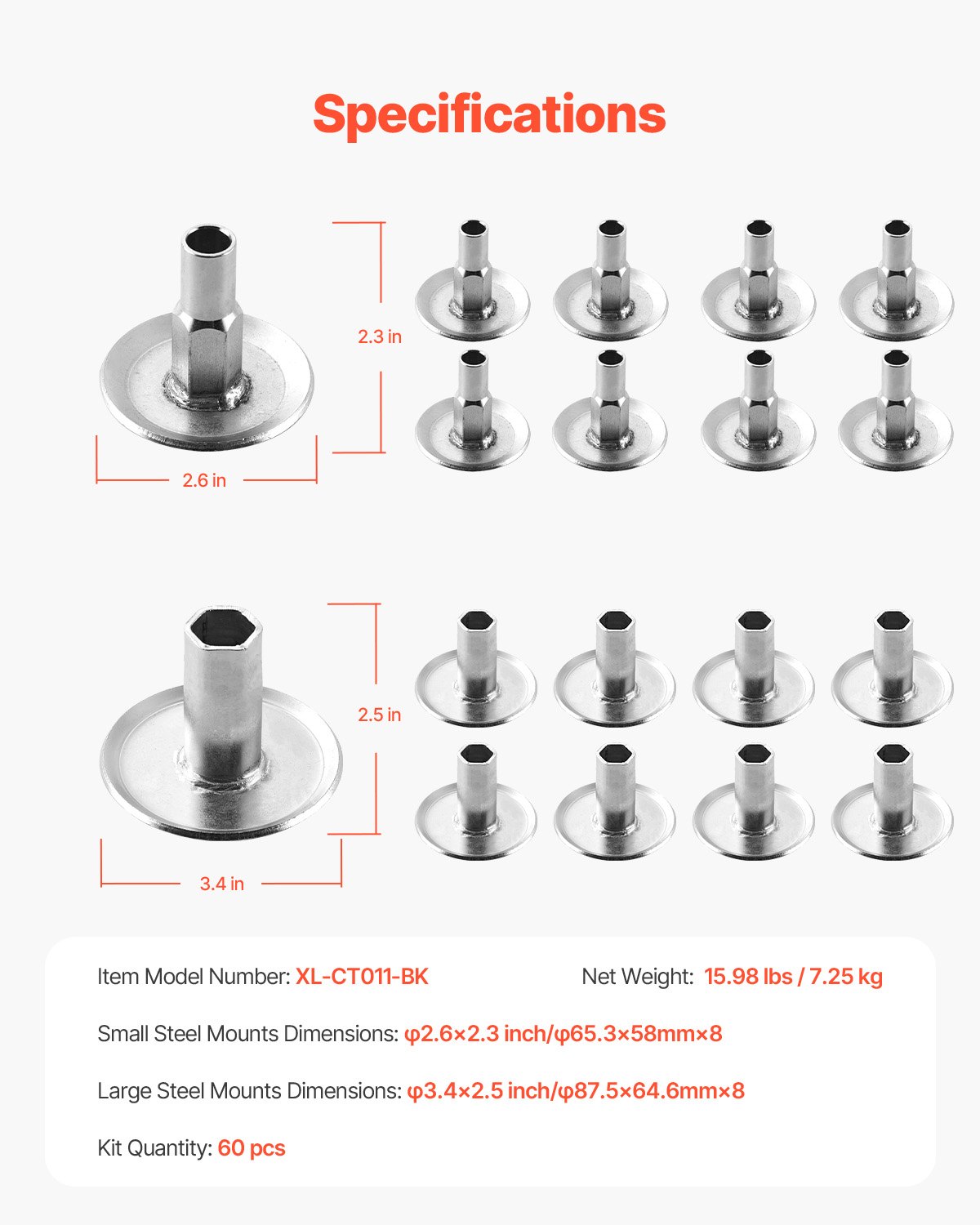 VEVOR Body Mount Bushing Kit, Compatible with 1999-2007 Ford F250 F350, 60 PCS Polyurethane Body Mount Kit, Quick Replacement, Durable Components for Improving Bumpy Driving Performance, Black
