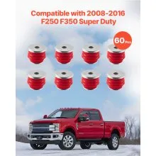 VEVOR Body Mount Bushing Kit, Compatible with 2008-2016 F250 F350 Super Duty, 60 PCS Polyurethane Body Mount Kit, Quick Replacement, Durable Components for Improving Bumpy Driving Performance, Red