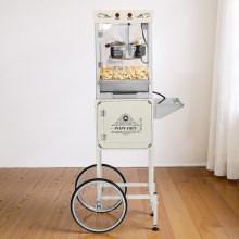 Popcorn Machine with Cart Popcorn Popper Maker 800W 8oz Kettle 48 Cups White