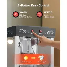 VEVOR Popcorn Machine with Cart, 8oz Stainless Steel Kettle, 800W Commercial Popcorn Maker, 48 Cups per Batch Theater Style Popper, with 2-Button Control Glass Wall PC Door 1 Scoop 3 Spoons, Black