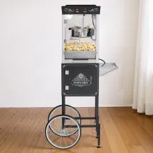 Popcorn Machine with Cart Popcorn Popper Maker 800W 8oz Kettle 48 Cups Black