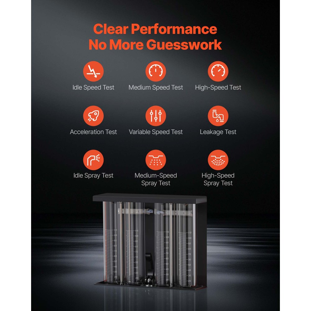 VEVOR Fuel Injector Cleaner Tester, 9 Test Modes, 4-Cylinder 28kHz Ultrasonic Cleaning Machine, Automotive Injector Cleaner Machine with Drain Valve and 12V Working Voltage for Car and Motorcycle