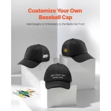 VEVOR Baseball Cap Plain Baseball Hats with Breathable Cotton Fabric Bulk 12 Pcs