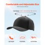 VEVOR Baseball Cap, Plain Baseball Hat with Breathable Fabric, Adjustable Size, Lightweight Summer Thin Sports Caps Ideal for Running, Workouts, or Outdoor Activities, 1 Pc, Black
