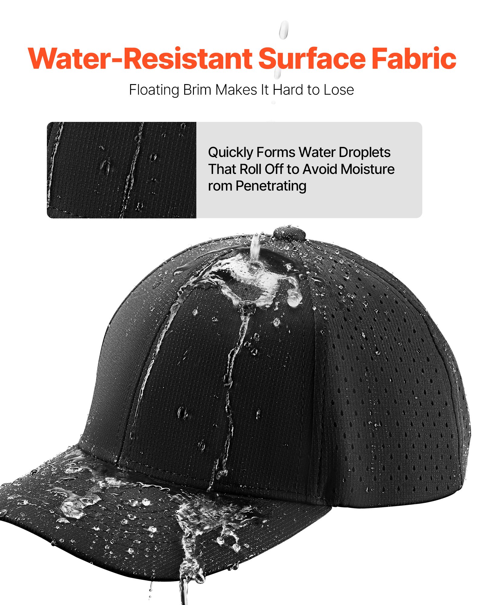 VEVOR Baseball Cap, Plain Baseball Hat with Breathable Fabric, Adjustable Size, Lightweight Summer Thin Sports Caps Ideal for Running, Workouts, or Outdoor Activities, 1 Pc, Black