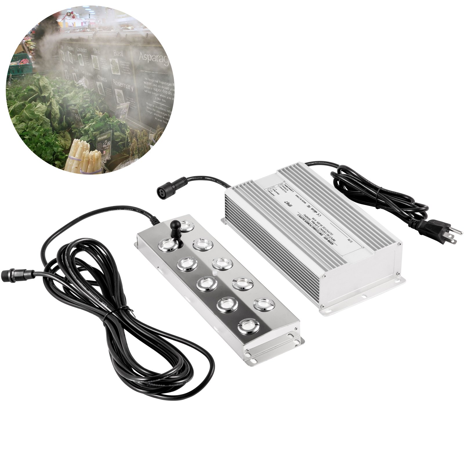 Sweiko Mist Maker 10 Head Ultrasonic Mist Fogger with Waterproof Power Supply Ultrasonic Fogger Humidifier Stainless Steel Pond Mister Fogger 5kg/h Ultrasonic Mist Humidifier for Gardening and Pond Sweiko Mist Maker 10 Head Ultrasonic Mist Fogger with Waterproof Power Supply Ultrasonic Fogger Humidifier Stainless Steel Pond Mister Fogger 5kg/h Ultrasonic Mist Humidifier for Gardening and Pond