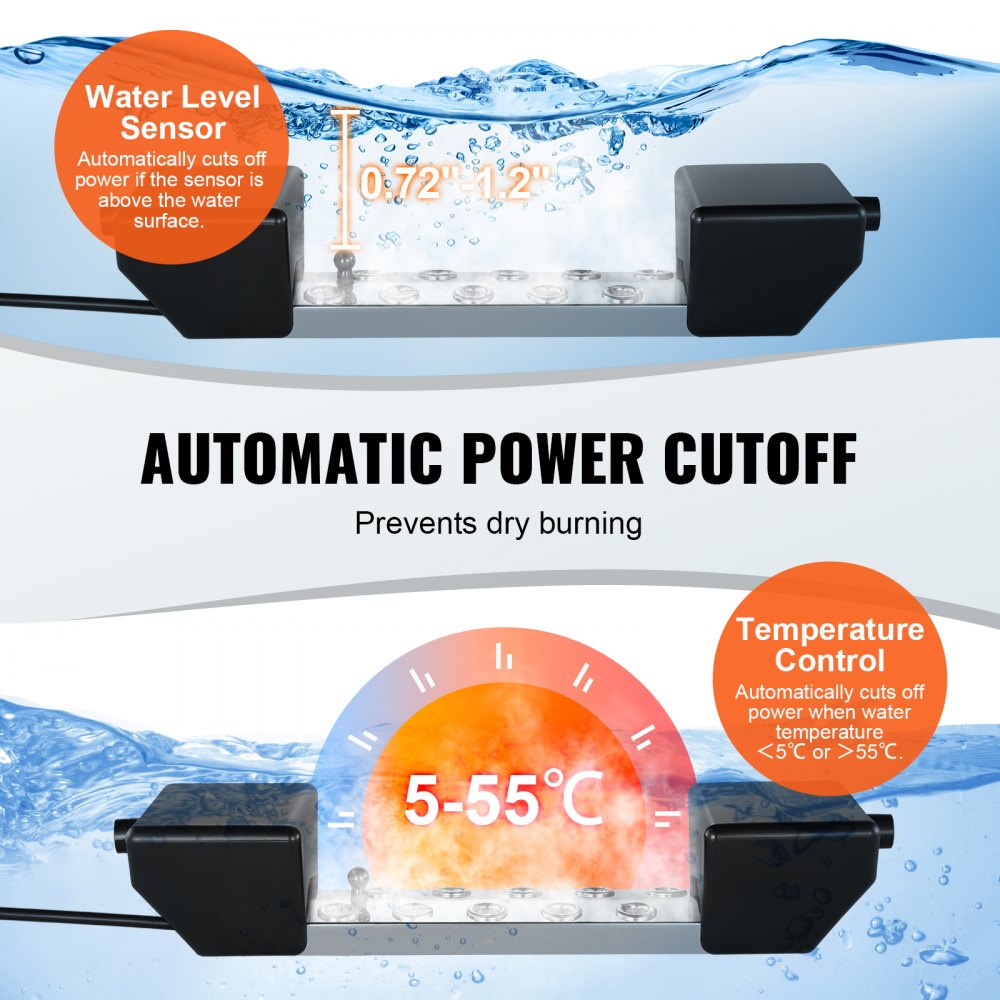 VEVOR Ultrasonic Mist Maker 10 Head, 7000mL/H Ultrasonic Fogger, Mist Maker with 280W IP67 Waterproof Power Supply, Buoy, Replacement Discs, for Pond, Garden, Rockery, Greenhouse, Halloween Decoration