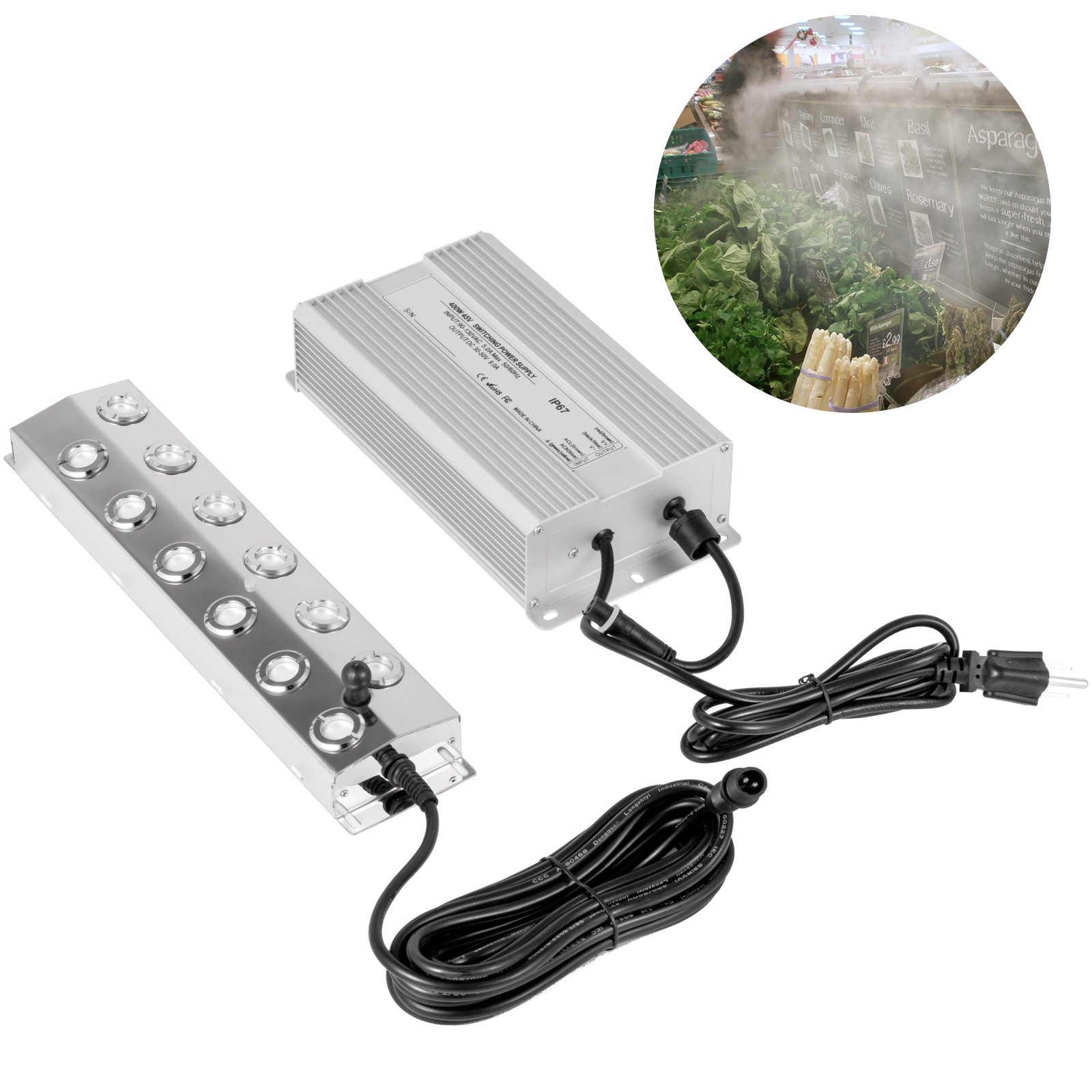Sweiko Mist Maker 12 Head Ultrasonic Mist Fogger with Waterproof Power Supply Ultrasonic Fogger Humidifier Stainless Steel Pond Mister Fogger 7kg/h Ultrasonic Mist Humidifier for Gardening and Pond Sweiko Mist Maker 12 Head Ultrasonic Mist Fogger with Waterproof Power Supply Ultrasonic Fogger Humidifier Stainless Steel Pond Mister Fogger 7kg/h Ultrasonic Mist Humidifier for Gardening and Pond