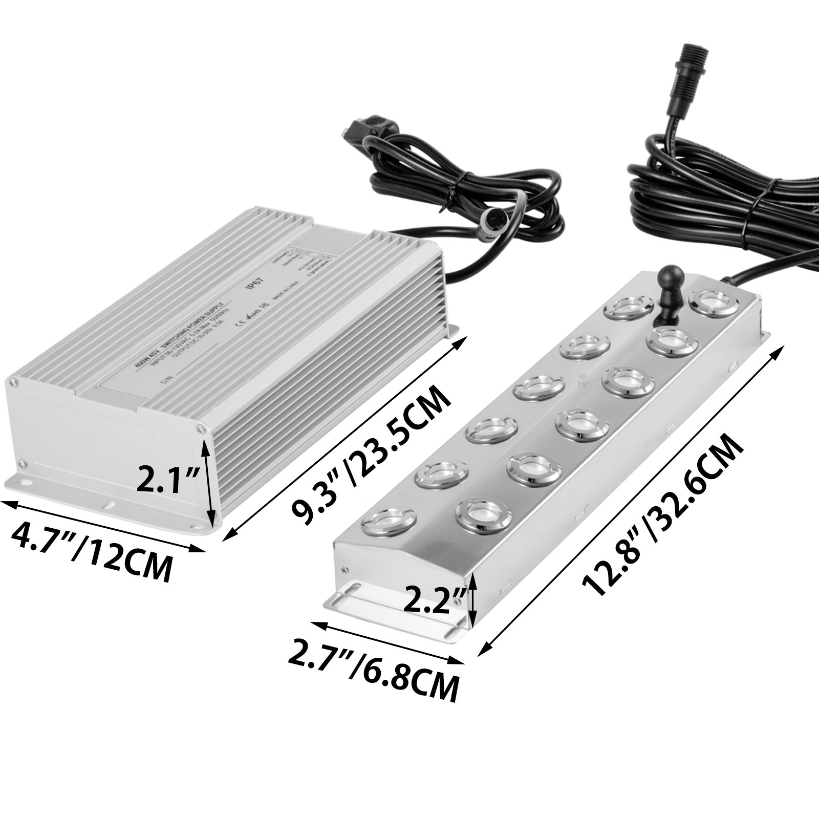 VEVOR Mist Maker 12 Head Ultrasonic Mist Fogger with Waterproof Power Supply Ultrasonic Fogger Humidifier Stainless Steel Pond Mister Fogger 7kg/h Ultrasonic Mist Humidifier for Gardening and Pond