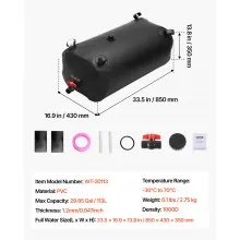 VEVOR Water Storage Bladder, 29.85 Gallon (113L) Water Storage Container Tank, 1000D PVC Thickened Soft Bag Bladder, Collapsible Portable for Garden Irrigation, Camping, RVs, Emergency Use - Black