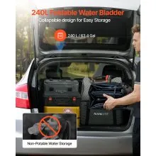 VEVOR Water Storage Bladder, 63.4 Gallon (240L) Water Storage Container Tank, 1000D PVC Large Capacity Soft Bag Bladder, Collapsible Portable for Garden Irrigation, Camping, RVs, Emergency Use - Black