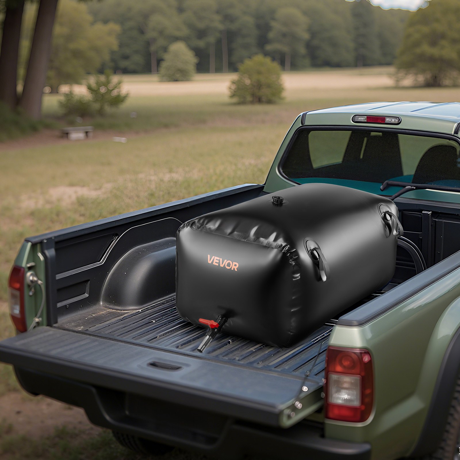 VEVOR Water Storage Bladder, 240L Portable & Collapsible Water Storage Bag, Wear-Resistant 1000D PVC Soft Waters Bag, Leakproof Camping Tank Containers for Garden Irrigation RV Emergency Use, Black