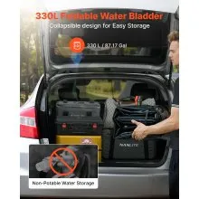 VEVOR Water Storage Bladder 87 Gal PVC Collapsible Portable Water Tank Black