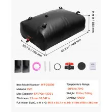 VEVOR Water Storage Bladder 87 Gal PVC Collapsible Portable Water Tank Black