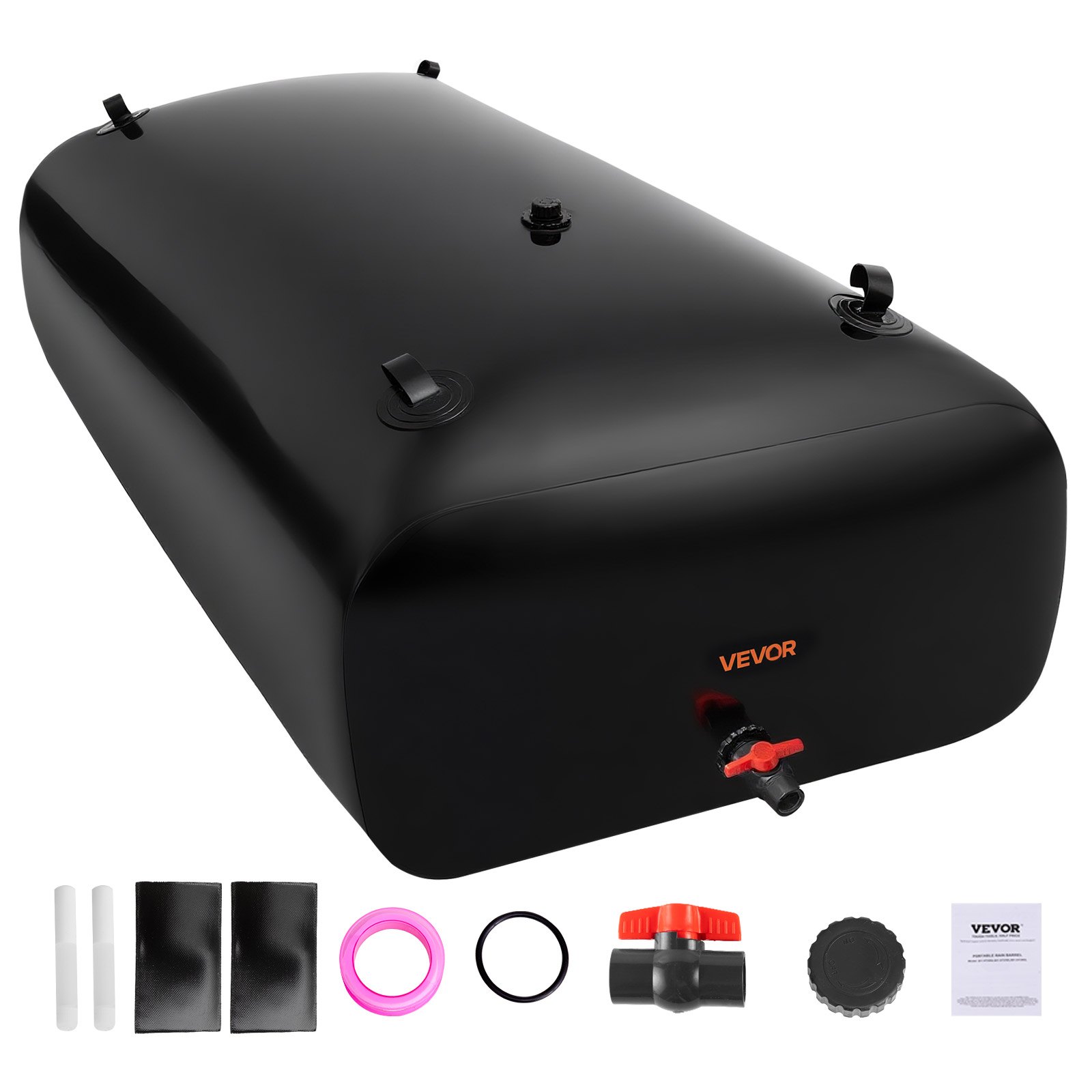 VEVOR Water Storage Bladder, 330L Water Storage Container Tank, 1000D PVC Large Capacity Soft Bag Bladder, Collapsible Portable for Garden Irrigation, Camping, RVs, Emergency Use - Black