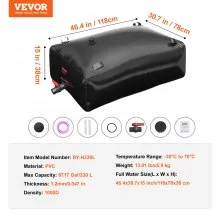 VEVOR Portable Water Storage Bladder 87 Gal PVC Collapsible Water Tank Black