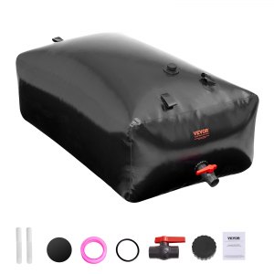 VEVOR Portable Water Storage Bladder 540L PVC Collapsible Tank Black