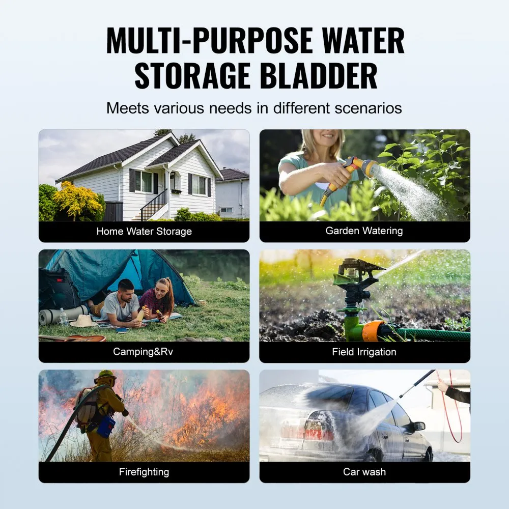 VEVOR Portable Water Storage Bladder 999.3 L 1000D PVC Collapsible Water Tank