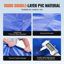 VEVOR 1000L/264 Gallon Water Storage Bladder, RV Water Tank, 1000D Blue PVC Collapsible Water Storage Containers, Large Capacity Soft Water Bag, Portable Water Bladder, Fire Prevention, Camping