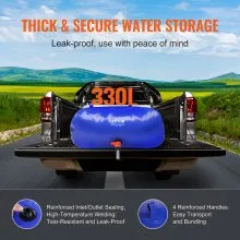 VEVOR 330L/87 Gallon Water Storage Bladder, RV Water Tank, 1000D Blue PVC Collapsible Water Storage Containers, Large Capacity Soft Water Bag, Portable Water Bladder, Fire Prevention, Camping, Emergen