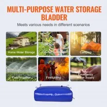 VEVOR 330L/87 Gallon Water Storage Bladder, RV Water Tank, 1000D Blue PVC Collapsible Water Storage Containers, Large Capacity Soft Water Bag, Portable Water Bladder, Fire Prevention, Camping, Emergen