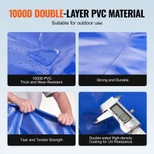 VEVOR 400L/105.7 Gallon Water Storage Bladder, RV Water Tank, 1000D Blue PVC Collapsible Water Storage Containers, Large Capacity Soft Water Bag, Portable Water Bladder, Fire Prevention, Camping