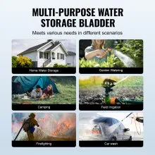 VEVOR 400L/105.7 Gallon Water Storage Bladder, RV Water Tank, 1000D Blue PVC Collapsible Water Storage Containers, Large Capacity Soft Water Bag, Portable Water Bladder, Fire Prevention, Camping