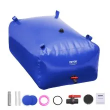 VEVOR 400L/105.7 Gallon Water Storage Bladder, RV Water Tank, 1000D Blue PVC Collapsible Water Storage Containers, Large Capacity Soft Water Bag, Portable Water Bladder, Fire Prevention, Camping