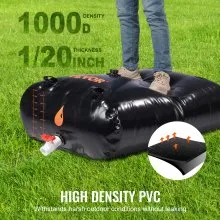 VEVOR Water Tank Bladder, 143 Gallon Large Capacity, PVC Collapsible Water Bladder Including Spigots and Overflow Kit, Portable Water Storage Bladder for Garden Water Catcher, Black