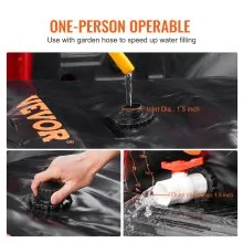 VEVOR Water Tank Bladder, 143 Gallon Large Capacity, PVC Collapsible Water Bladder Including Spigots and Overflow Kit, Portable Water Storage Bladder for Garden Water Catcher, Black