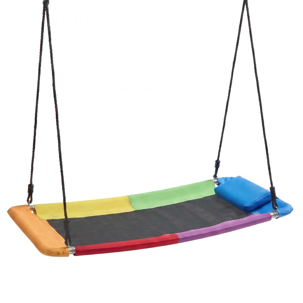 VEVOR Platform Tree Swing for Kids and Adults 317 kg 149 cm Giant Rectangle, for Backyard Outdoor & Indoor, 900D Oxford Fabric Swing Seat with 2 Hanging Straps, Adjustable Ropes and Curved Edge Design