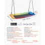 VEVOR Platform Tree Swing for Kids and Adults 317 kg 149 cm Giant Rectangle, for Backyard Outdoor & Indoor, 900D Oxford Fabric Swing Seat with 2 Hanging Straps, Adjustable Ropes and Curved Edge Design