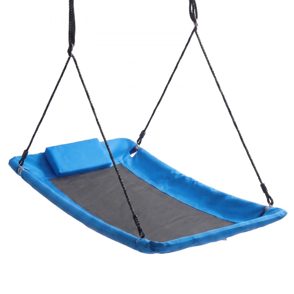 VEVOR Platform Tree Swing for Kids and Adults 317 kg 149 cm Rectangle Blue, for Backyard Outdoor & Indoor, 900D Oxford Fabric Giant Seat with 2 Hanging Straps, Adjustable Ropes and Curved Edge Design