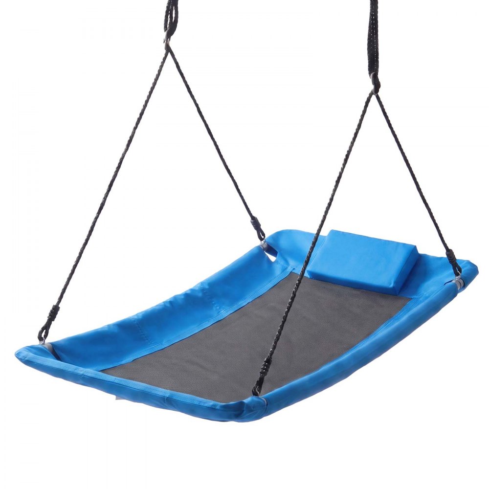 VEVOR Platform Tree Swing for Kids and Adults 317 kg 149 cm Rectangle Blue, for Backyard Outdoor & Indoor, 900D Oxford Fabric Giant Seat with 2 Hanging Straps, Adjustable Ropes and Curved Edge Design