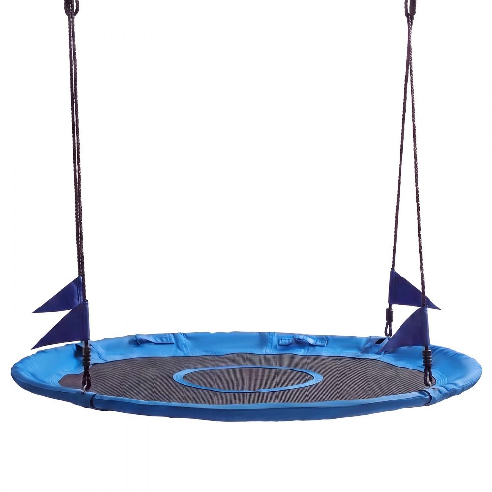 VEVOR Tree Swing 149 cm Saucer Swing for Kids Adults 317 kg Weight Capacity, for Backyard Outdoor & Indoor, 360° Rotation, 900D Oxford Fabric Round Seat with 2 Hanging Straps & Adjustable Ropes, Blue