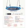 VEVOR Tree Swing 149 cm Saucer Swing for Kids Adults 317 kg Weight Capacity, for Backyard Outdoor & Indoor, 360° Rotation, 900D Oxford Fabric Round Seat with 2 Hanging Straps & Adjustable Ropes, Blue