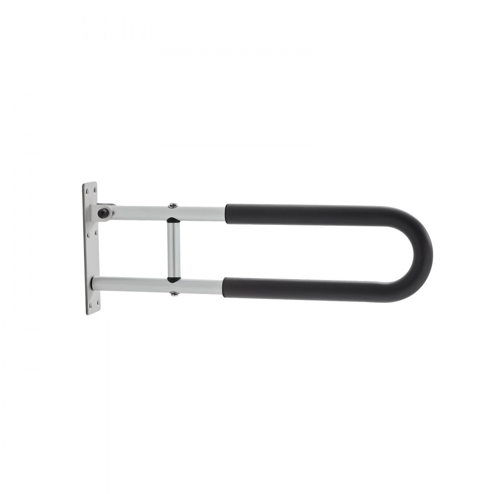 VEVOR Toilet Safety Rail, 23.8 Inch U-Shaped Handicap Grab Bar, Foldable Senior Safety Pole, Flip Up Toilet Grab Bar with Anti-Slip Support Handle, 300 Lb Load Capacity for Elderly, Disabled, Pregnant