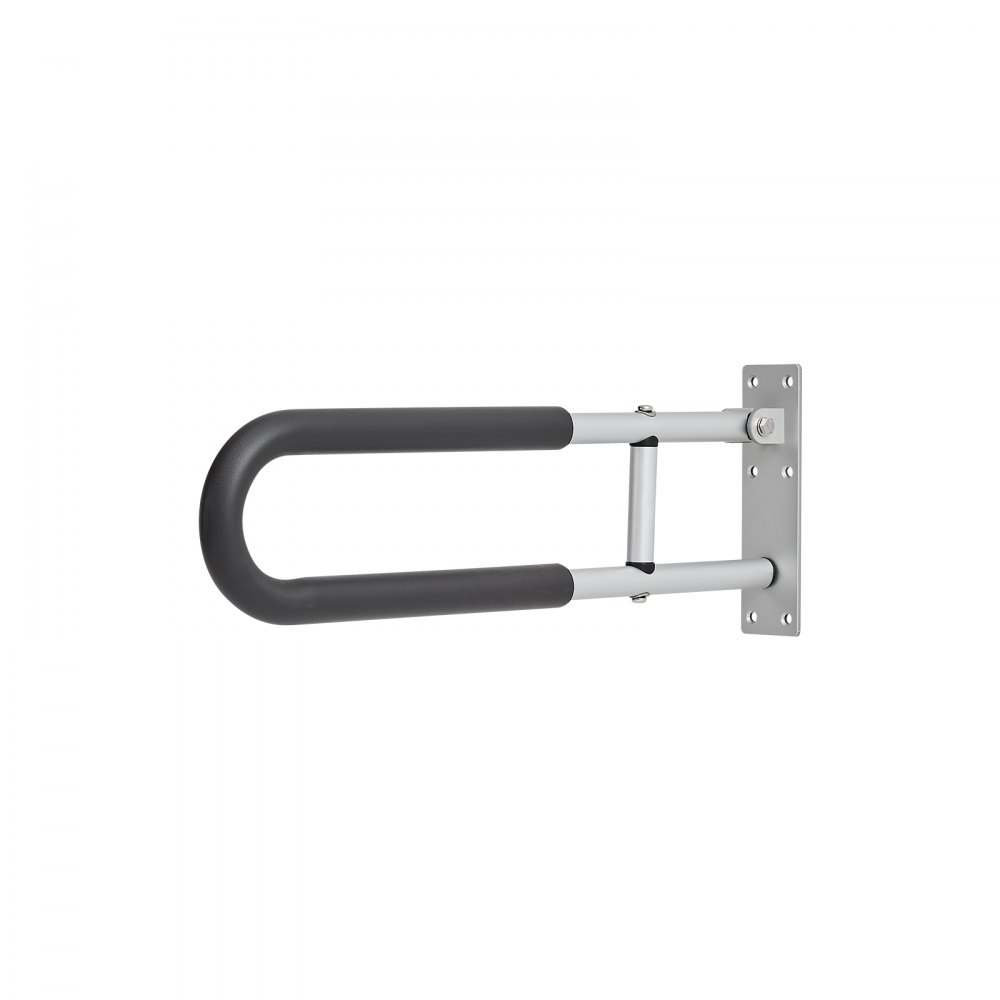VEVOR Toilet Safety Rail, 23.8 Inch U-Shaped Handicap Grab Bar, Foldable Senior Safety Pole, Flip Up Toilet Grab Bar with Anti-Slip Support Handle, 300 Lb Load Capacity for Elderly, Disabled, Pregnant