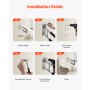 VEVOR Toilet Safety Rail, 23.8 Inch U-Shaped Handicap Grab Bar, Foldable Senior Safety Pole, Flip Up Toilet Grab Bar with Anti-Slip Support Handle, 300 Lb Load Capacity for Elderly, Disabled, Pregnant
