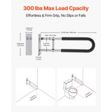 Folding Toilet Safety Rail 23.8 Inch 300 Lbs Load Capacity Handicap Grab Bar