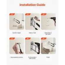 VEVOR Folding Toilet Safety Rail 23.8 In 300 Lbs Load Capacity Handicap Grab Bar